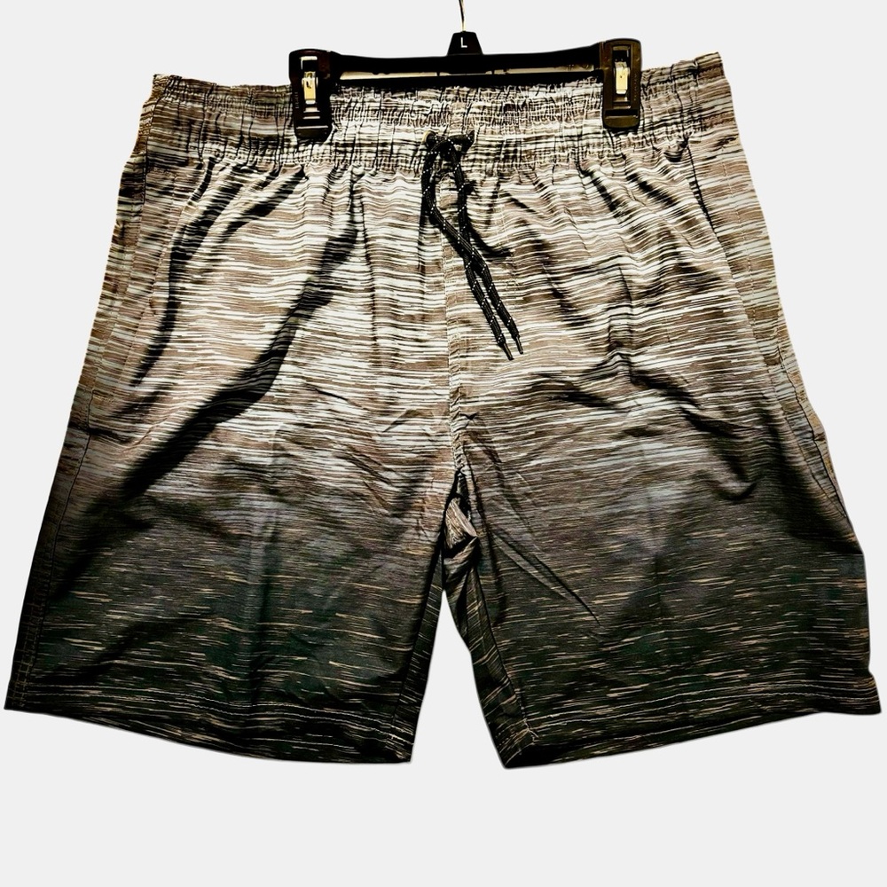 Men's Sz L New NWOT Ombre Drawstring Swim Shorts Blue and Gray